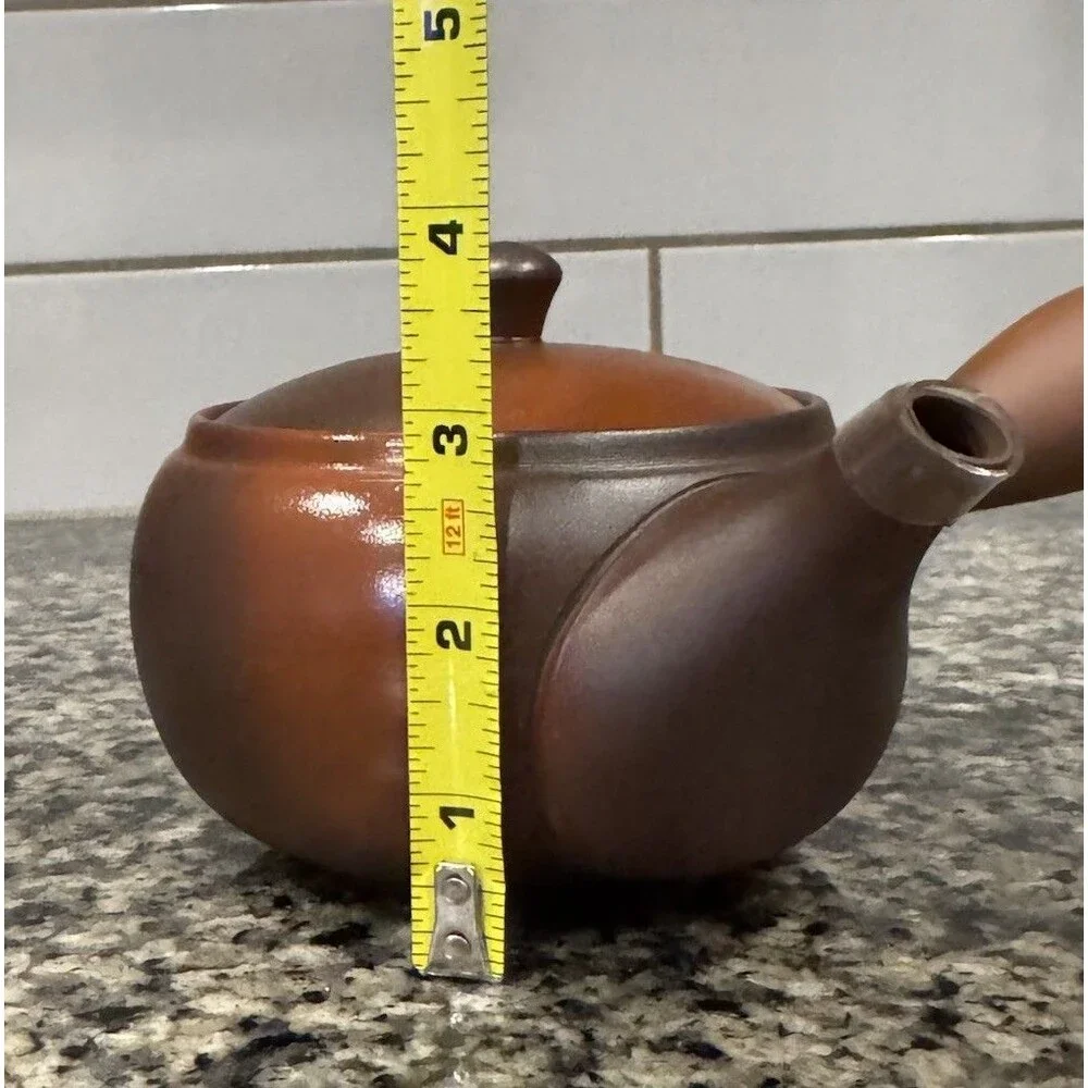 Japanese Tokoname Ware Kyusu Teapot 'Clay-Round' 360ml for Gift